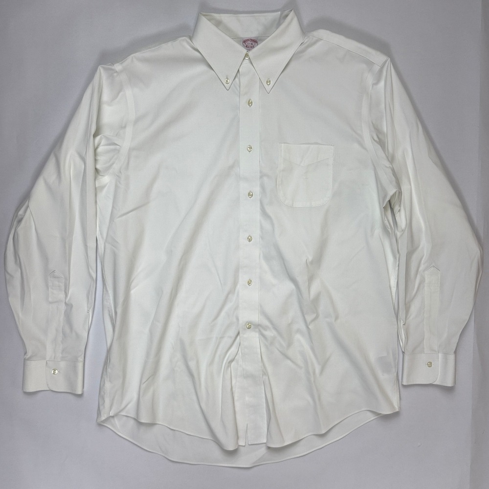 Brooks Brothers Madison White Non-Iron Dress Shirt 17 36 Fits XXL 51" Chest
